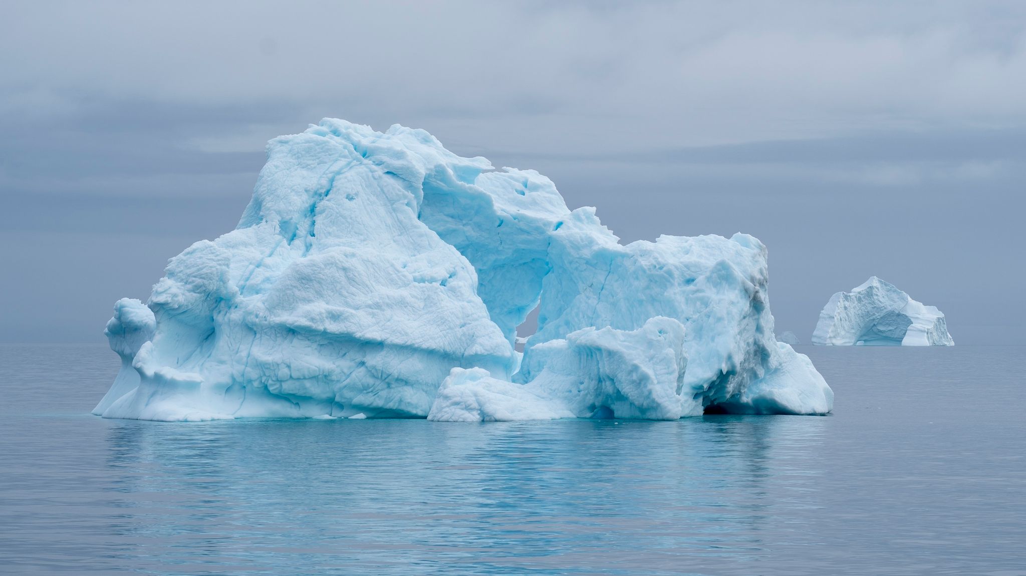 Eisberge treiben im Scoresby Sund von Grönland.