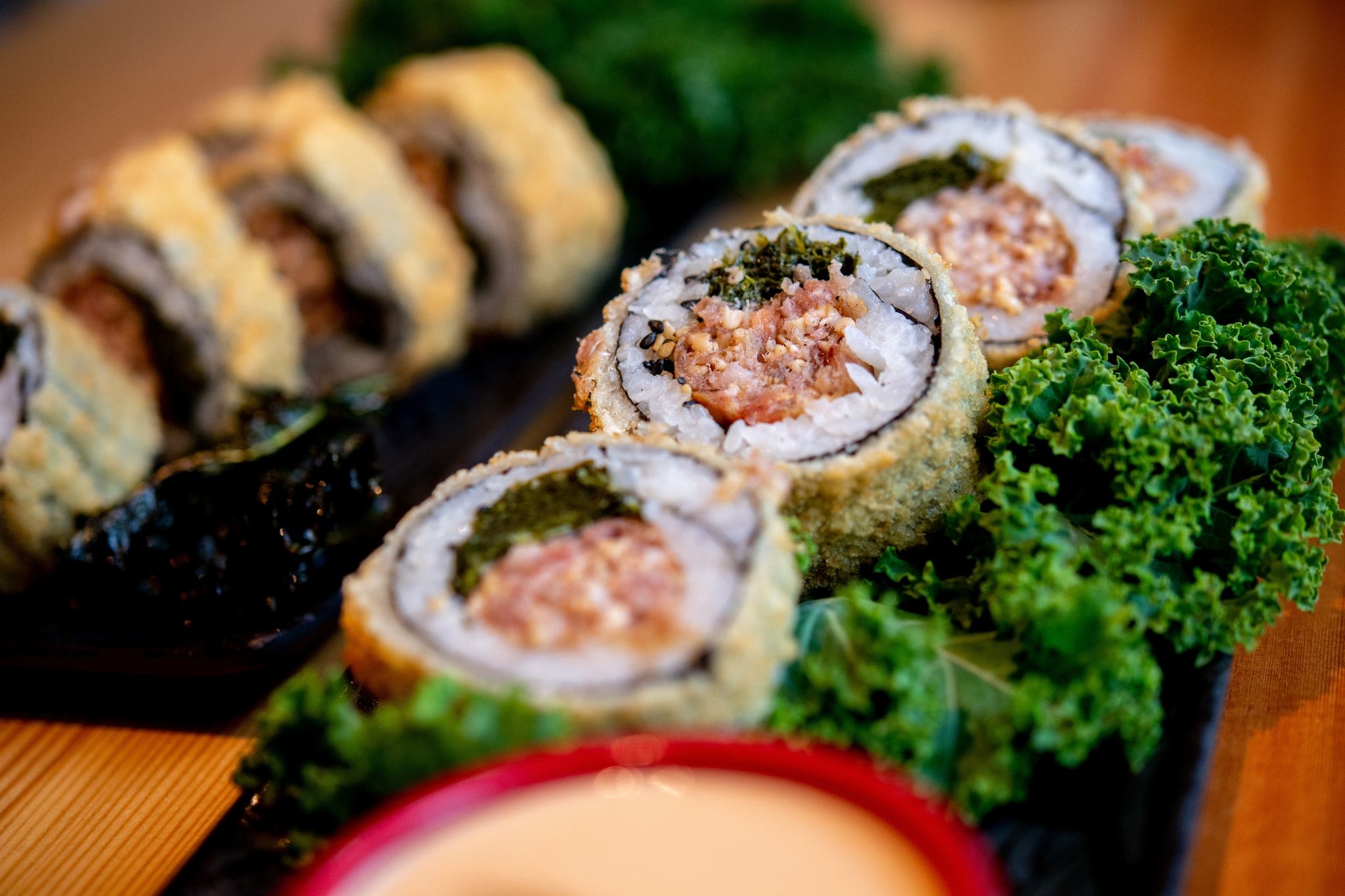 Sushi mit Grünkohl und Pinkel.