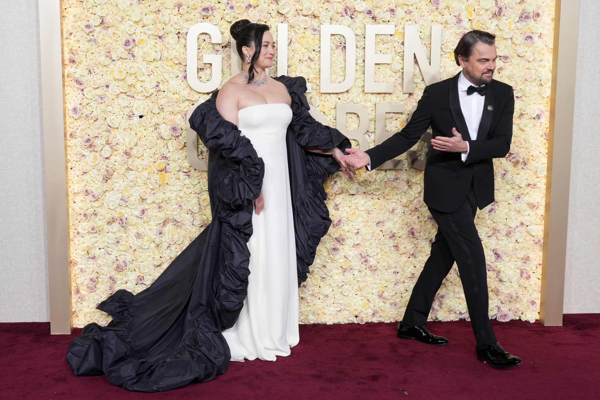 Lily Gladstone und Leonardo DiCaprio hier bei der Golden Globe-Verleihung im Januar.